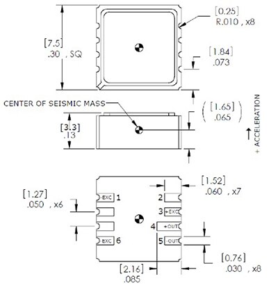 Diagram of Measurement Specialties accelerometer