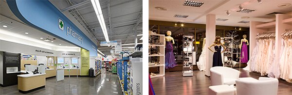 Image of Cree’s TrueWhite LED technology in different retail settings