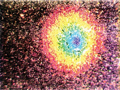 Image of color display of liquid crystal applied on an IC