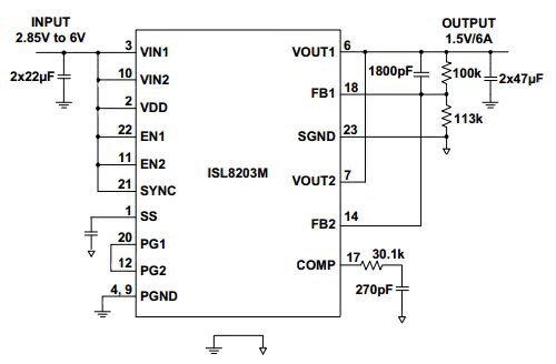 Image of Intersil ISL8203M integrated step-down converter module