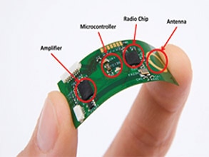 Image of IMEC flexible wireless ECG sensor