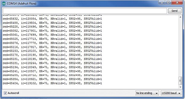 Example output of the Maxim MAXREFDES117#