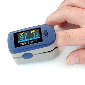 Image of typical finger-mounted pulse oximeter
