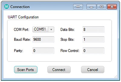 Image of connection window possible for subsequent GUI launches