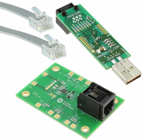 Image of Maxim’s MAX17201 ModelGauge Series Fuel Gauge Evaluation Board