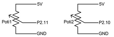Illustration of Infineon XMC1202 connections to potentiometers