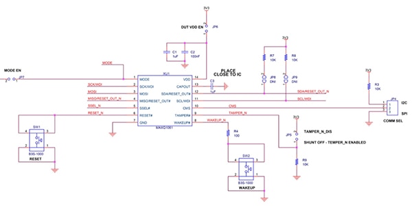 Diagram of Maxim Integrated MAXQ1061-KIT eval kit (click to enlarge)