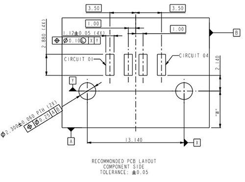 Image of PCB layout for the Amphenol 87583-3010RPALF USB A receptacle
