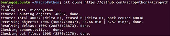 Image of cloning the MicroPython repository to the local file system