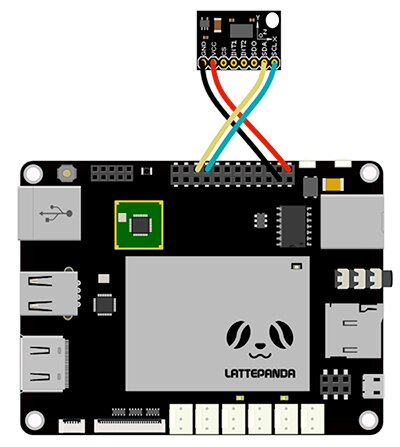 將 Adafruit 的 ADXL345 3 軸 MEMS 感測器配線至 LattePanda 的圖片