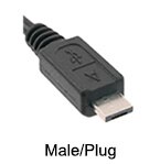 Image of male/plug USB Type Micro A connector