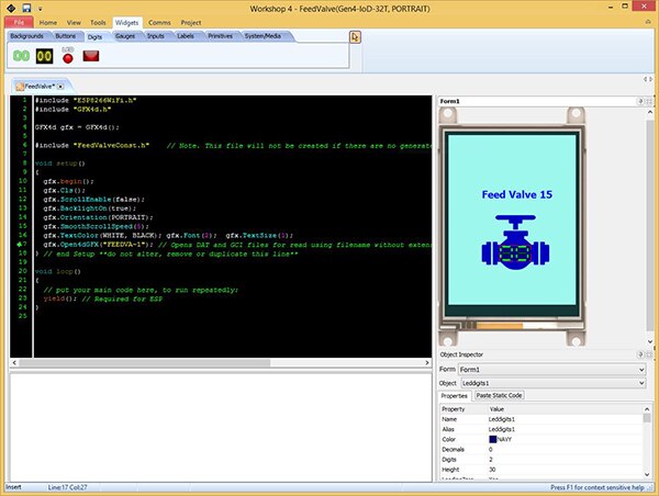 Image of 4D Systems Workshop 4 with virtual gen4-IoD display on right