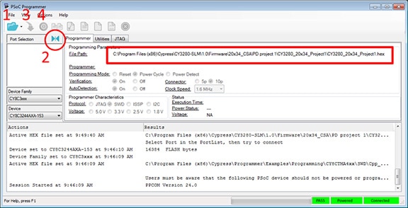 Image of PSoC Programmer application (click to enlarge)