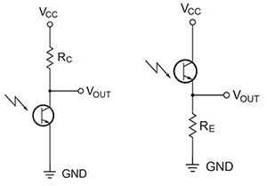 Diagram of phototransistor can be connected by a common emitter or common collector