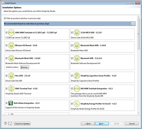 Image of final software manifest for Simplicity Studio