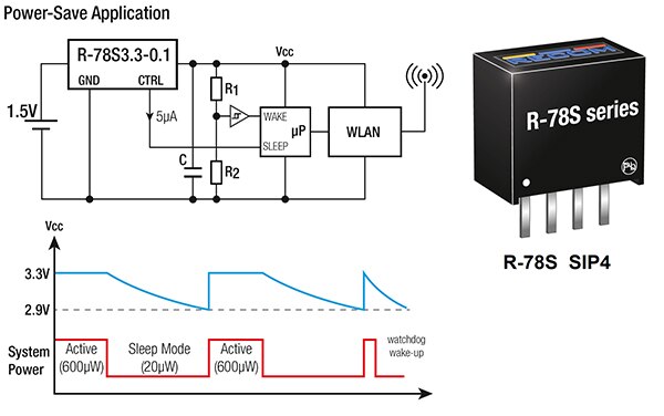 Diagram of RECOM R-78S3.3-0.1 use of shutdown mode
