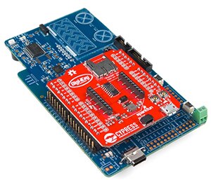 PSoC Pioneer IoT 附加擴充板 (紅色板) 擴充 Cypress Pioneer 電路板能力的圖片