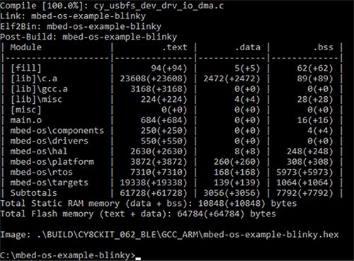 成功编译 LEDBlinky 项目后 Mbed 编译器输出图片