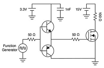Texas Instruments 的 BJT 图腾柱 MOSFET 驱动器示意图