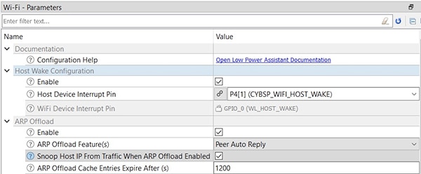 Cypress Device Configurator 工具中的其他菜单选项卡图片