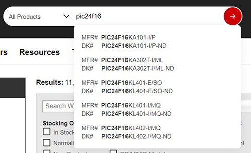 Image of an example of our dynamic search suggestion feature