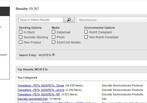 Image of search results for “MOSFETs”