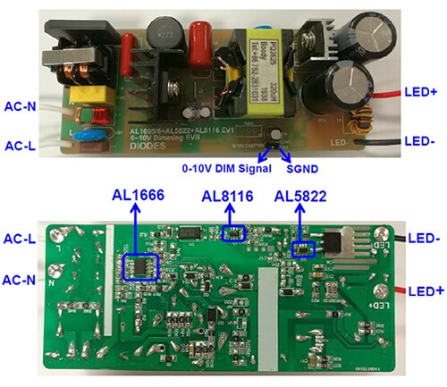 Diodes 的 AL1666+AL8116+AL5822EV1 评估板图