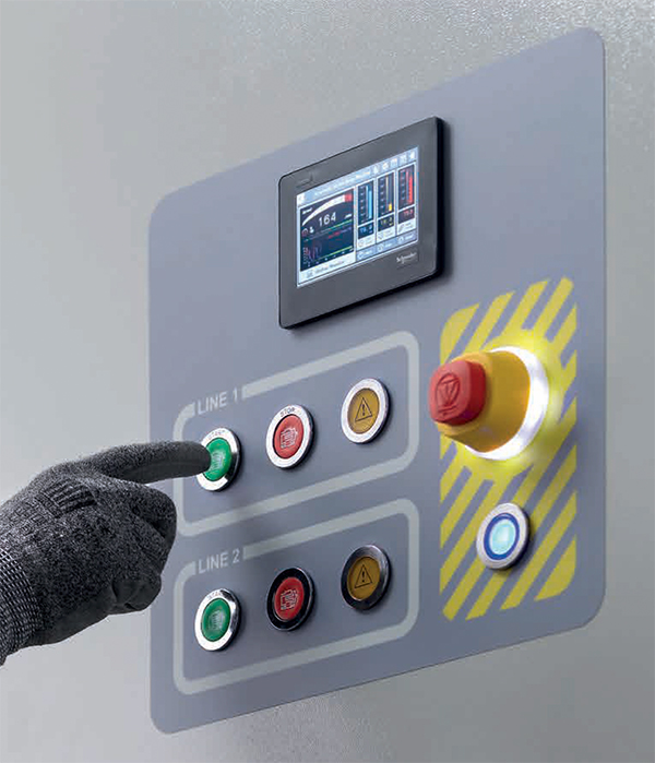 Example of ergonomically designed control panel
