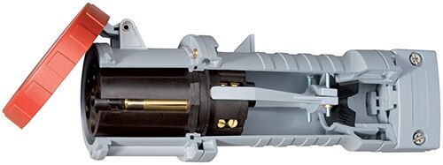 Image of cutaway view of an inline socket connector receptacle