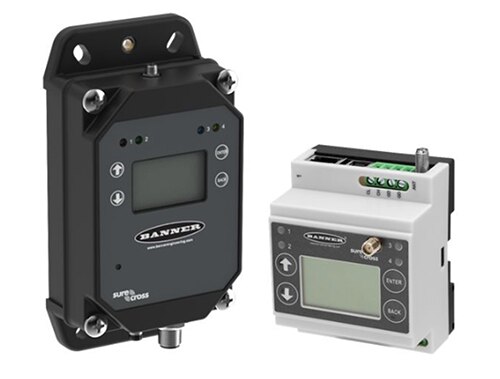 Image of Banner Engineering DXM1200-B2 controller (left) and DXM700-B1 Controller (right)