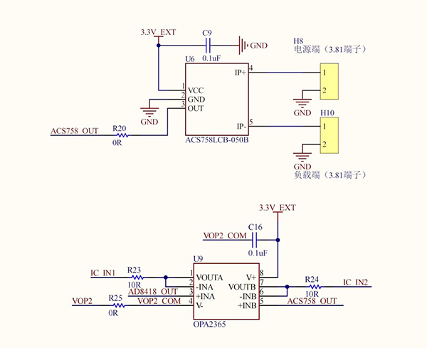 霍尔电流传感器的原理图示例