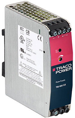 Image of TRACO Power TIB 080-112EX is a DIN rail HazLoc-rated power supply
