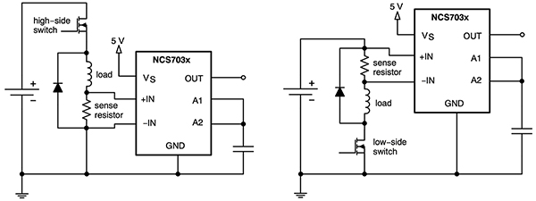 Diagram of low-side resistor-based current sensing (click to enlarge)
