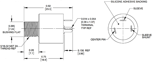 Diagram of Switchcraft PCL712AU sealed unmated jack