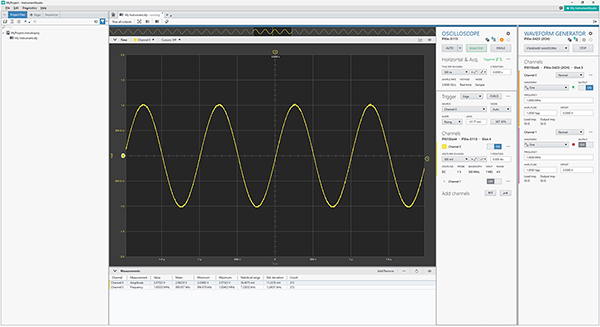Image of NI InstrumentStudio workspace (click to enlarge)