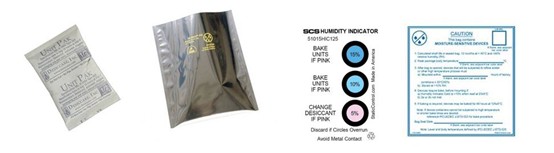 干燥剂 # 1/2PLDES550 、防潮袋 # 7001020 、湿度卡 # 51015HIC125 、 MSL 标签 # 113LABEL