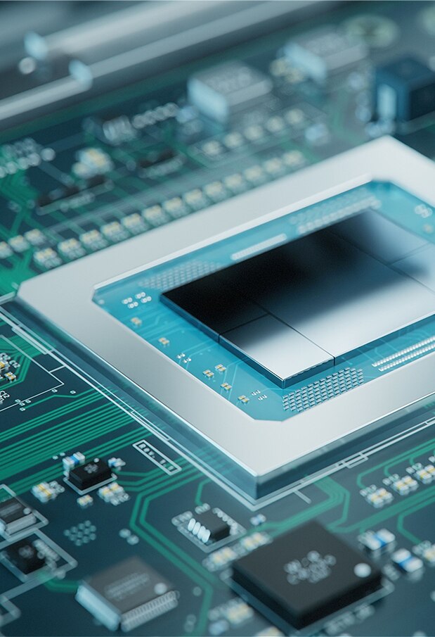 Microcontroller on green PCB
