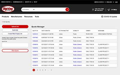 Image of DigiKey Introduces Refreshed Quote Manager Tool