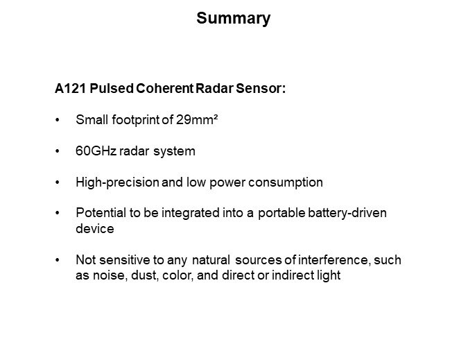 Image of Acconeer AB Pulsed Coherent Radar (PCR) Sensor - Summary