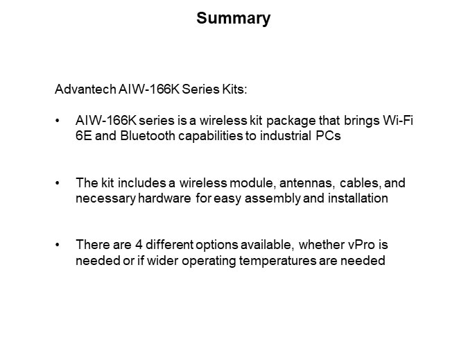 Image of Advantech AIW-166K Series of Wireless Kits - Summary