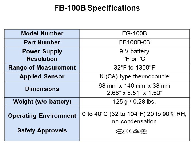 FB-100B Specifications