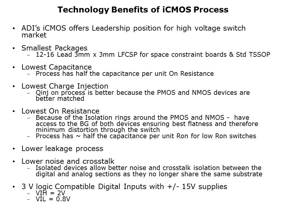 iCMOS Switches and Multiplexers Slide 3