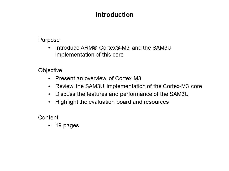 Cortex-M3 Introduction and Specific SAM3U Implementation Slide 1