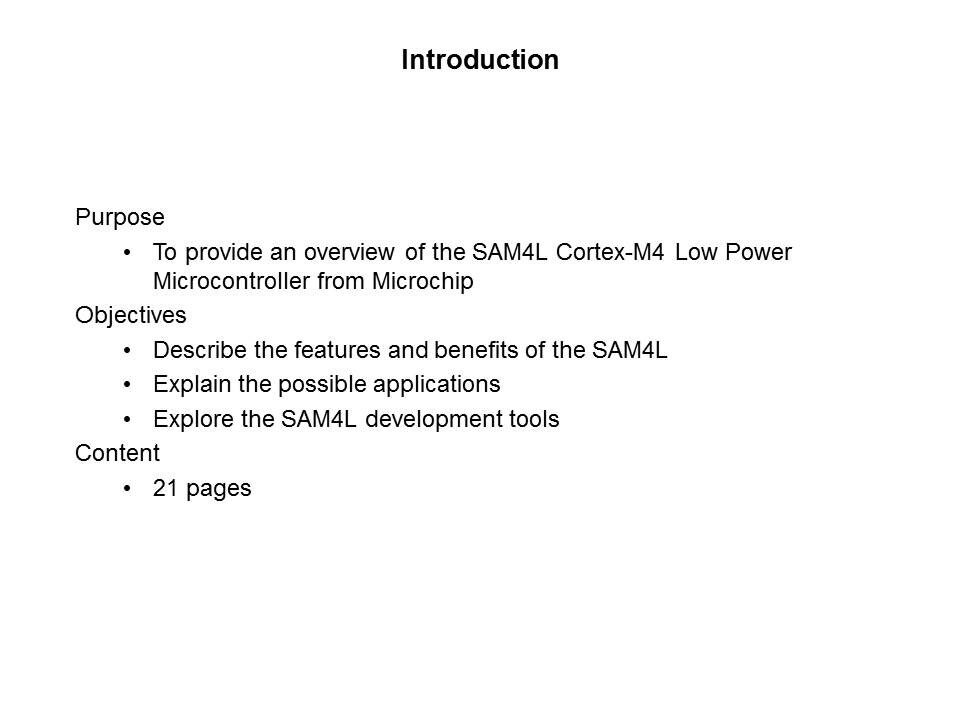 SAM4L Cortex-M4 Low Power Microcontroller Slide 1