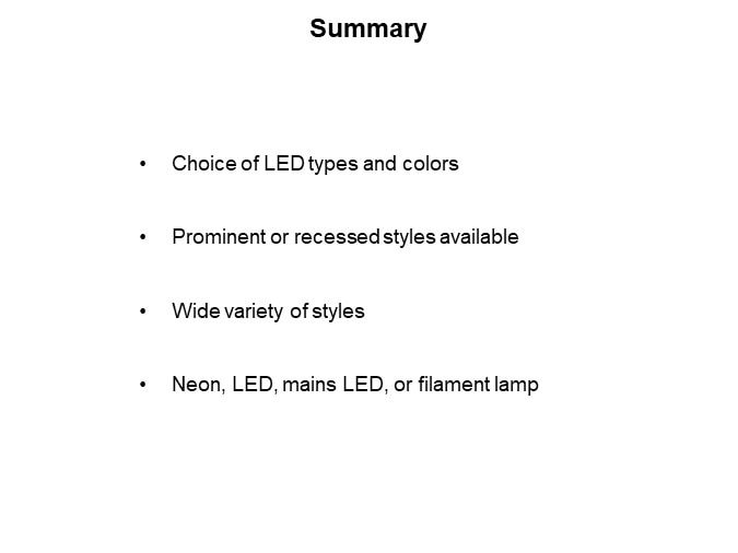 Image of Bulgin Indicator Lights - Summary