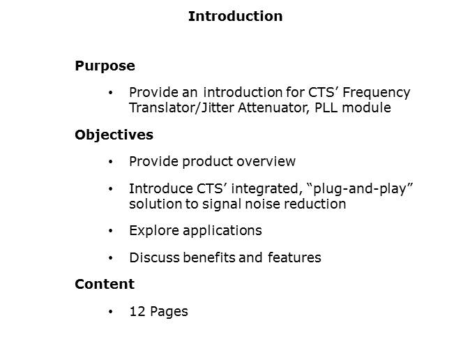 Low Noise Frequency Translator/Jitter Attenuator Slide 1