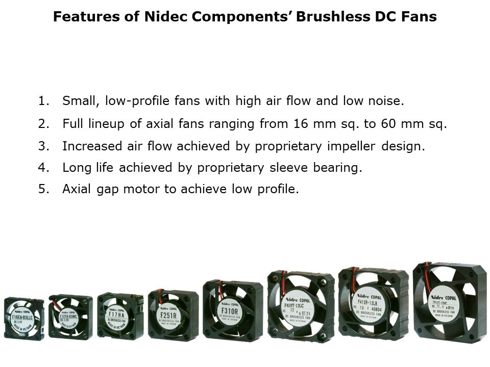 Features of Copal Electronics’ Brushless DC Fans