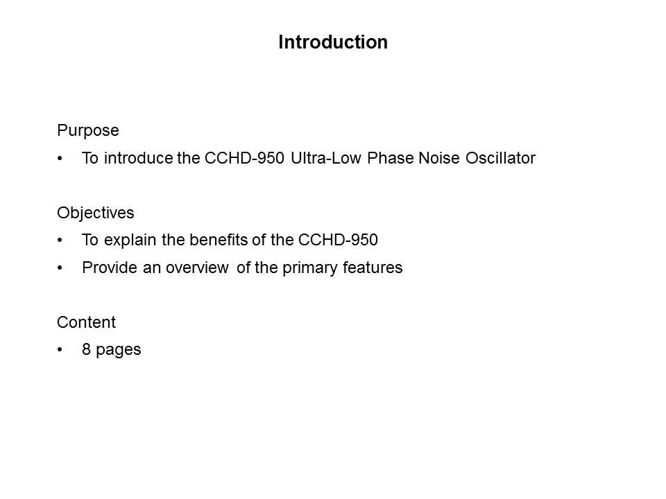 CCHD-950 Overview Slide 1