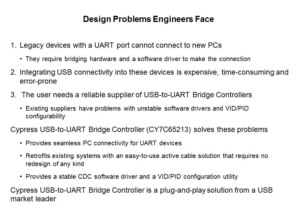 CY7C65213 Single Chip USB-to-UART Bridge Controller Slide 5