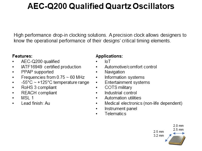 AEC-Q200 Qualified Quartz Oscillators